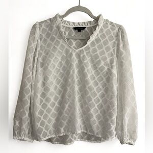 Banana Republic Ruffle Neck Long Sleeve Sheer Top